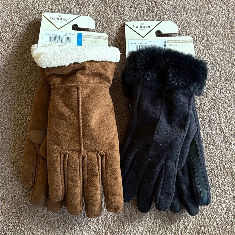 Isotoner set of 2 women’s fleece gloves small/medium new - Picture 3 of 3